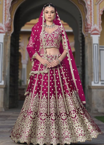 Dazzling Pink Color Net Fabric Party Wear Lehenga