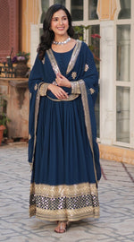 Striking Blue Color Georgette Fabric Gown