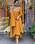 Amazing Mustard Color Viscose Fabric Designer Suit