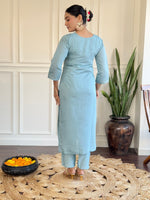 Amazing Aqua Color Viscose Fabric Designer Suit