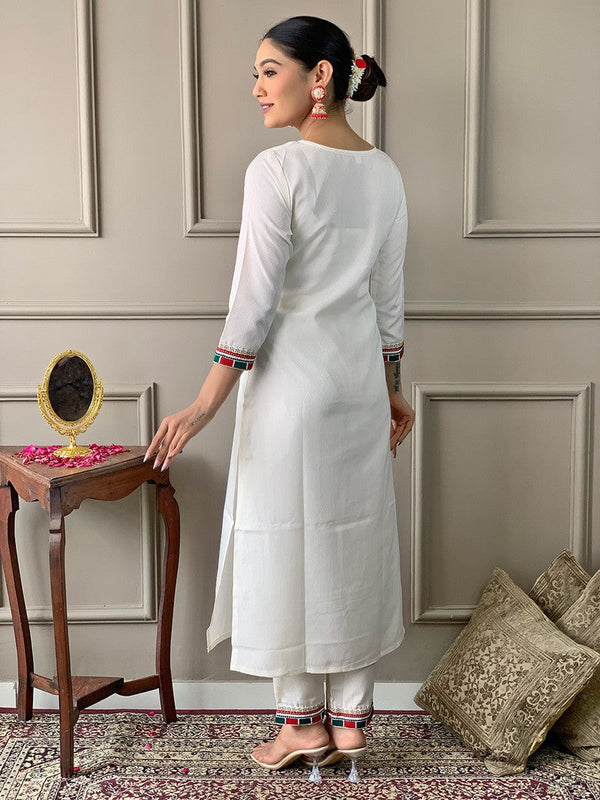 Amazing White Color Viscose Fabric Designer Suit