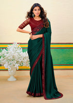 Lovely Green Color Georgette Fabric Partywear Saree