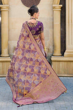 Beauteous Purple Color Jacquard Fabric Partywear Saree