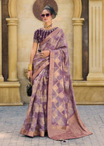 Beauteous Purple Color Jacquard Fabric Partywear Saree