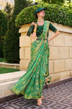 Beauteous Green Color Jacquard Fabric Partywear Saree