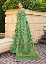 Beauteous Green Color Jacquard Fabric Partywear Saree