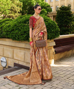 Beauteous Beige Color Jacquard Fabric Partywear Saree