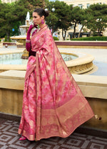 Beauteous Pink Color Jacquard Fabric Partywear Saree