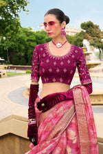 Beauteous Pink Color Jacquard Fabric Partywear Saree