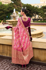 Beauteous Pink Color Jacquard Fabric Partywear Saree