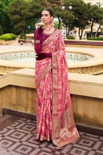 Beauteous Pink Color Jacquard Fabric Partywear Saree