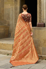 Beauteous Orange Color Jacquard Fabric Partywear Saree