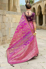 Beauteous Pink Color Jacquard Fabric Partywear Saree