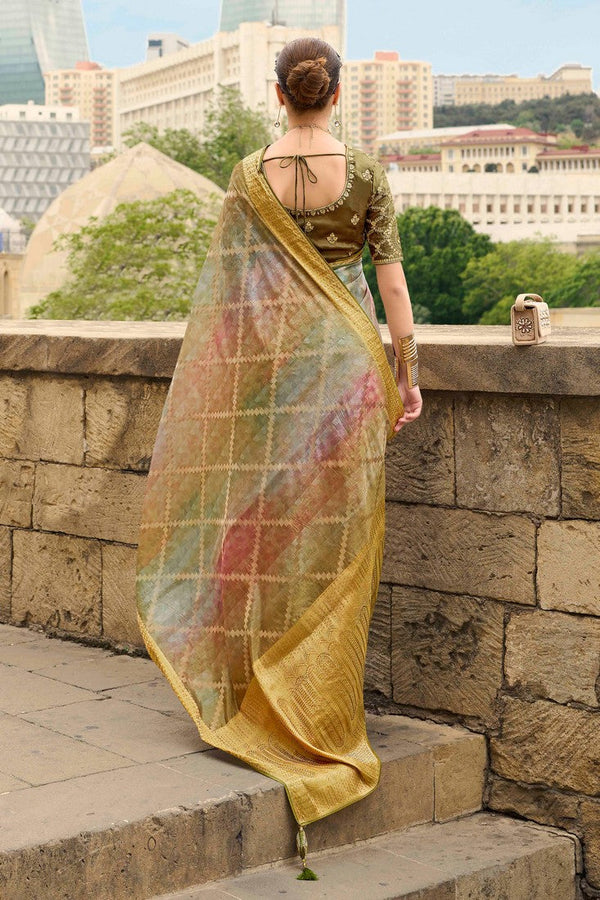 Beauteous Green Color Jacquard Fabric Partywear Saree