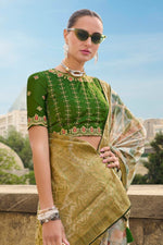 Beauteous Green Color Jacquard Fabric Partywear Saree