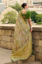 Beauteous Green Color Jacquard Fabric Partywear Saree