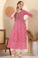 Amazing Pink Color Cotton Fabric Designer Kurti