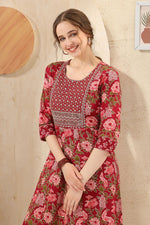 Amazing Maroon Color Cotton Fabric Designer Kurti