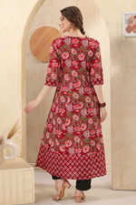 Amazing Maroon Color Cotton Fabric Designer Kurti