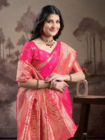 Dazzling Pink Color Silk Fabric Partywear Saree