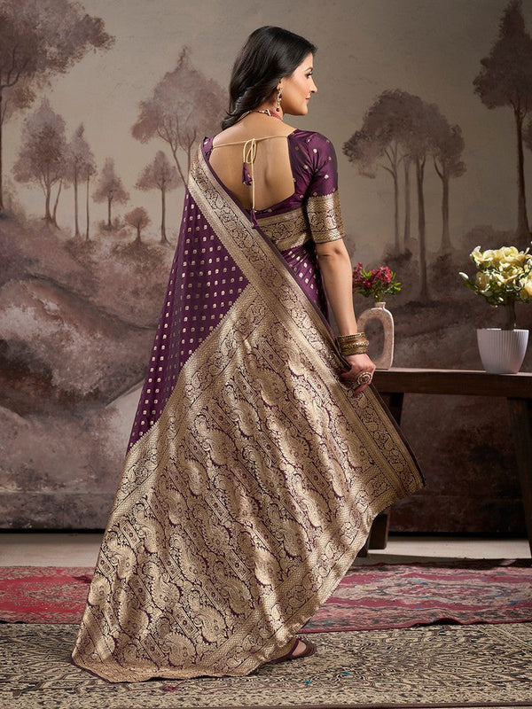 Dazzling Wine Color Silk Fabric Partywear Saree