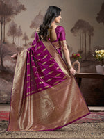 Dazzling Purple Color Silk Fabric Partywear Saree