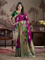 Dazzling Purple Color Silk Fabric Partywear Saree