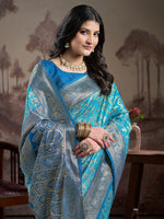 Dazzling Blue Color Silk Fabric Partywear Saree