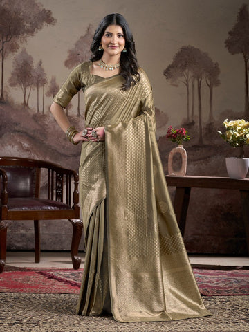 Dazzling Green Color Silk Fabric Partywear Saree