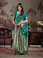 Dazzling Green Color Silk Fabric Partywear Saree