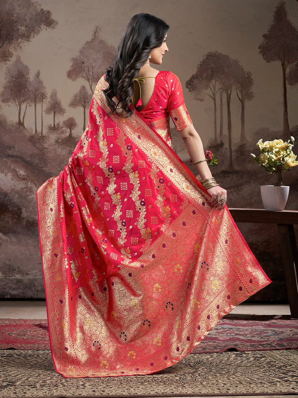 Dazzling Red Color Silk Fabric Partywear Saree