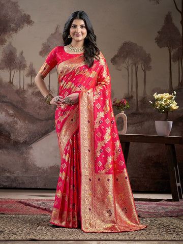 Dazzling Red Color Silk Fabric Partywear Saree