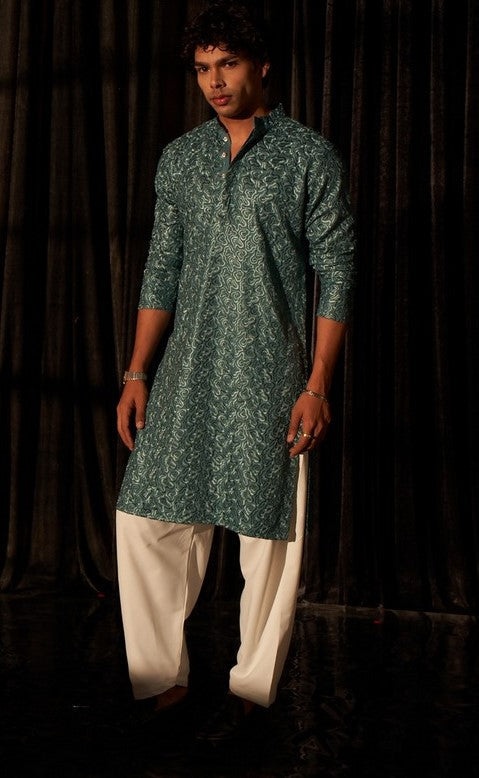 Beauteous Green Color Viscose Fabric Kurta Pajama