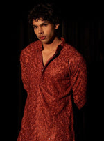 Beauteous Red Color Viscose Fabric Kurta Pajama