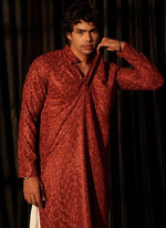 Beauteous Red Color Viscose Fabric Kurta Pajama