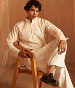 Beauteous Cream Color Viscose Fabric Kurta Pajama