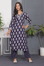 Dazzling Blue Color Rayon Fabric Designer Kurti with Bottom