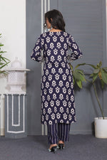 Dazzling Blue Color Rayon Fabric Designer Kurti with Bottom