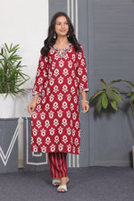 Dazzling Red Color Rayon Fabric Designer Kurti with Bottom