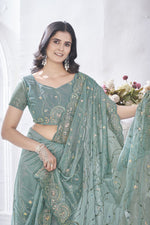 Lovely GreyColor Net Fabric Designer Saree