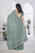 Lovely GreyColor Net Fabric Designer Saree