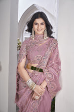 Lovely Pink Color Net Fabric Designer Saree