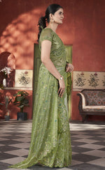 Lovely Green Color Net Fabric Designer Saree