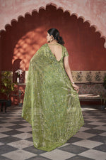 Lovely Green Color Net Fabric Designer Saree