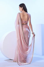 Dazzling Pink Color Burberry Fabric Designer Saree