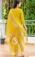 Beautiful Yellow Color Silk  Fabric Casual Suit