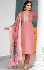 Beautiful Peach Color Silk  Fabric Casual Suit