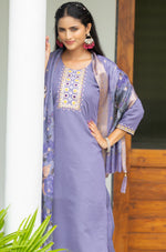 Beautiful Purple Color Silk  Fabric Casual Suit