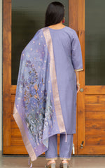 Beautiful Purple Color Silk  Fabric Casual Suit