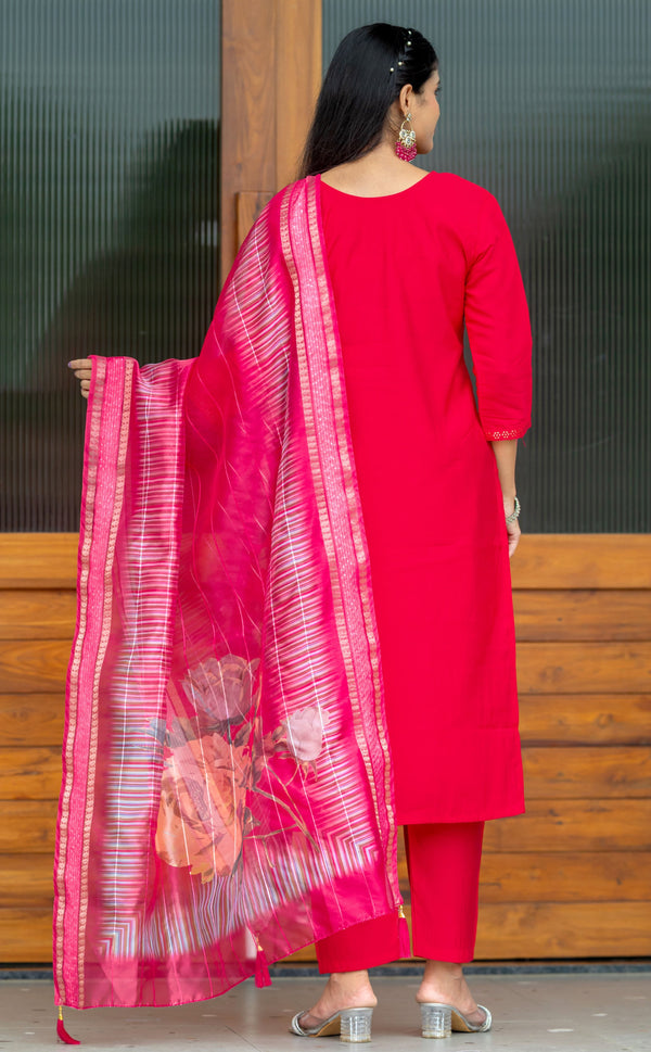 Beautiful Pink Color Silk  Fabric Casual Suit